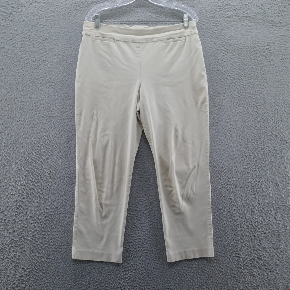 Talbots Womens Beige Pull On Ankle Pants Size 14 Straight Leg Stretch Khaki